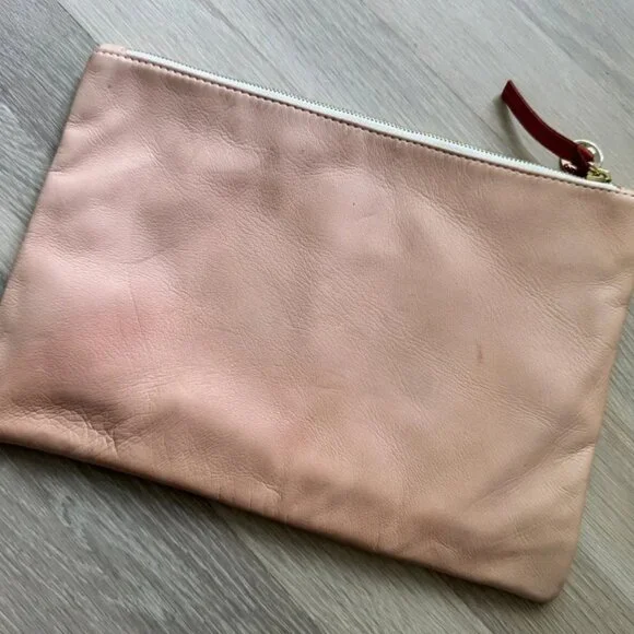 RARE Clare V Flat Clutch Pink Printed Leather - Picture 3 of 5